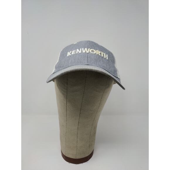 Kenworth Trucks Mesh Back Snapback Hat Embroidered Logo Gray & White - Picture 2 of 10